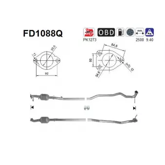 Filtre à particules / à suie, échappement AS FD1088Q