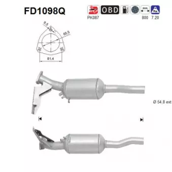 AS FD1098Q - Filtre à particules / à suie, échappement