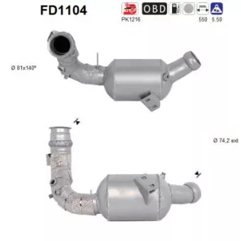 AS FD1104 - Filtre à particules / à suie, échappement