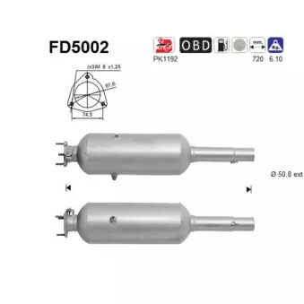AS FD5002 - Filtre à particules / à suie, échappement
