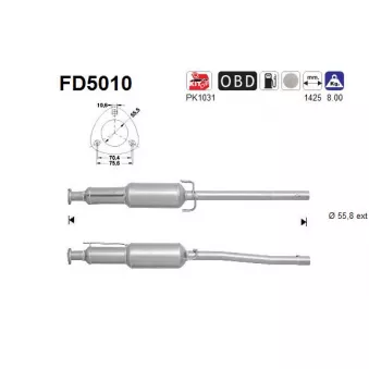 Filtre à particules / à suie, échappement AS [FD5010]