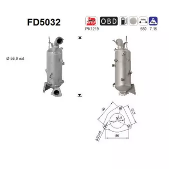 AS FD5032 - Filtre à particules / à suie, échappement