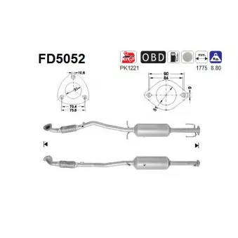 Filtre à particules / à suie, échappement AS FD5052 pour AUDI A8 1.7 CDTI - 110cv