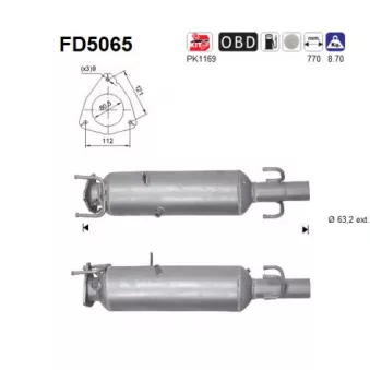 Filtre à particules / à suie, échappement AS OEM 1367589080