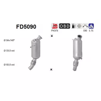 AS FD5090 - Filtre à particules / à suie, échappement