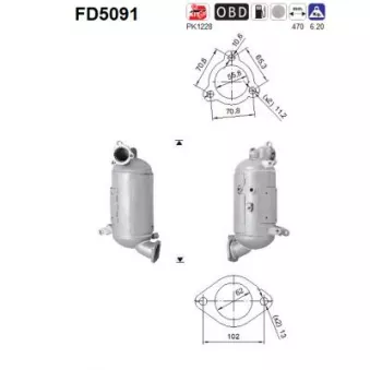 AS FD5091 - Filtre à particules / à suie, échappement