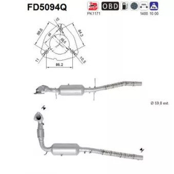 AS FD5094Q - Filtre à particules / à suie, échappement