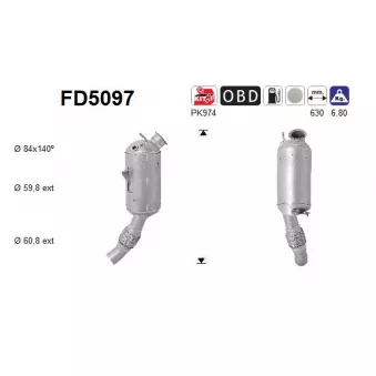 AS FD5097 - Filtre à particules / à suie, échappement