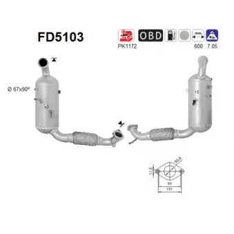 AS FD5103 - Filtre à particules / à suie, échappement