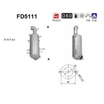 AS FD5111 - Filtre à particules / à suie, échappement