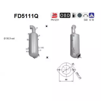 AS FD5111Q - Filtre à particules / à suie, échappement