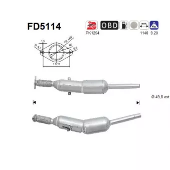 Filtre à particules / à suie, échappement AS FD5114