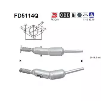 AS FD5114Q - Filtre à particules / à suie, échappement