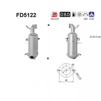 AS FD5122 - Filtre à particules / à suie, échappement