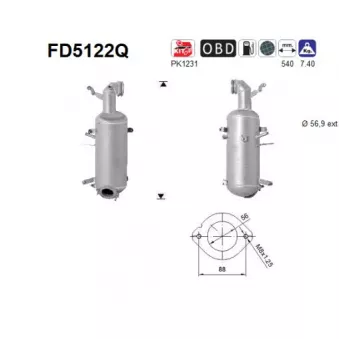 AS FD5122Q - Filtre à particules / à suie, échappement
