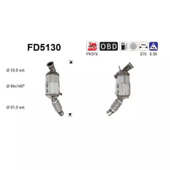 AS FD5130 - Filtre à particules / à suie, échappement