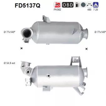 AS FD5137Q - Filtre à particules / à suie, échappement