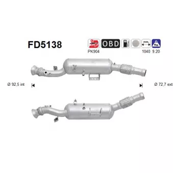 AS FD5138 - Filtre à particules / à suie, échappement