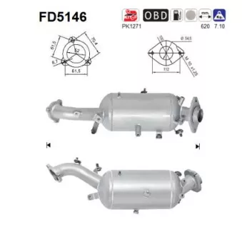 Filtre à particules / à suie, échappement AS OEM 2505126010