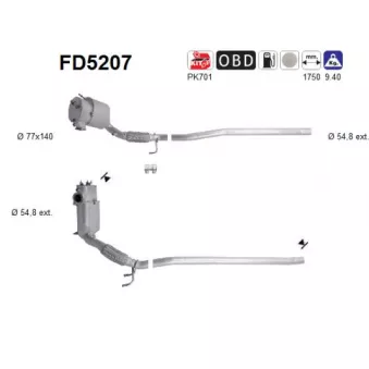 AS FD5207 - Filtre à particules / à suie, échappement