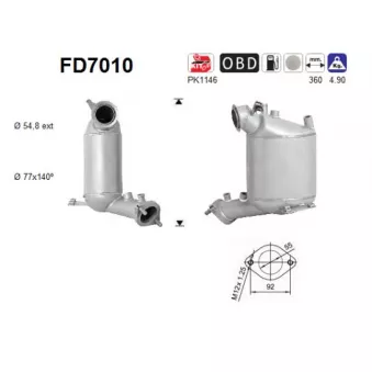 AS FD7010 - Filtre à particules / à suie, échappement
