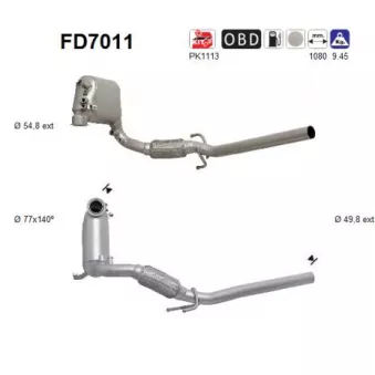 Filtre à particules / à suie, échappement AS FD7011