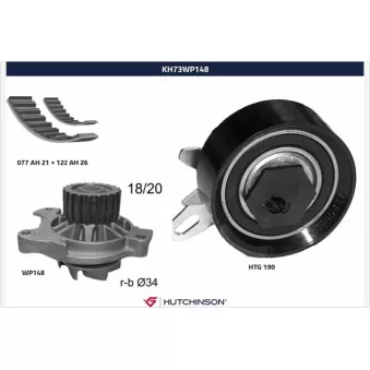 HUTCHINSON KH73WP148 - Pompe à eau + kit de courroie de distribution