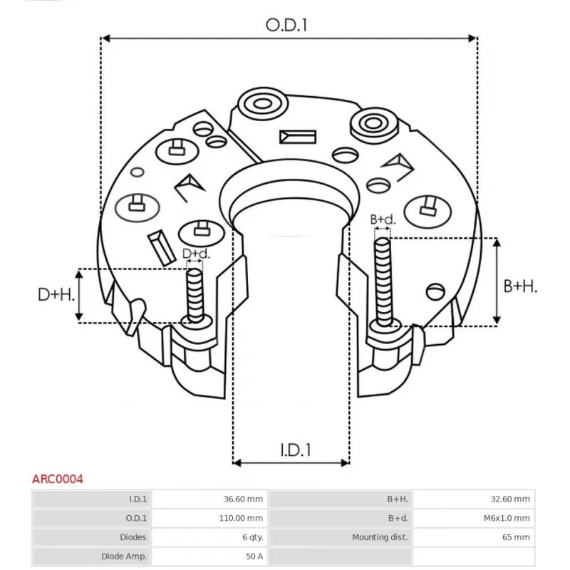Pont de diodes, alternateur AS-PL ARC0004 - Visuel 2