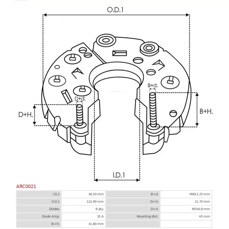 Pont de diodes, alternateur AS-PL ARC0021 - Visuel 2
