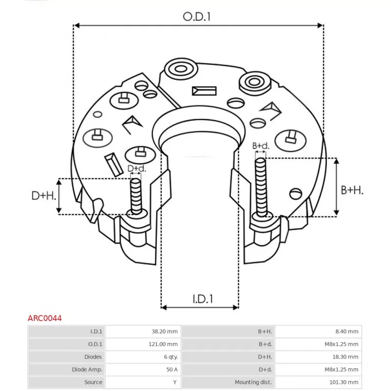 Pont de diodes, alternateur AS-PL ARC0044 - Visuel 2