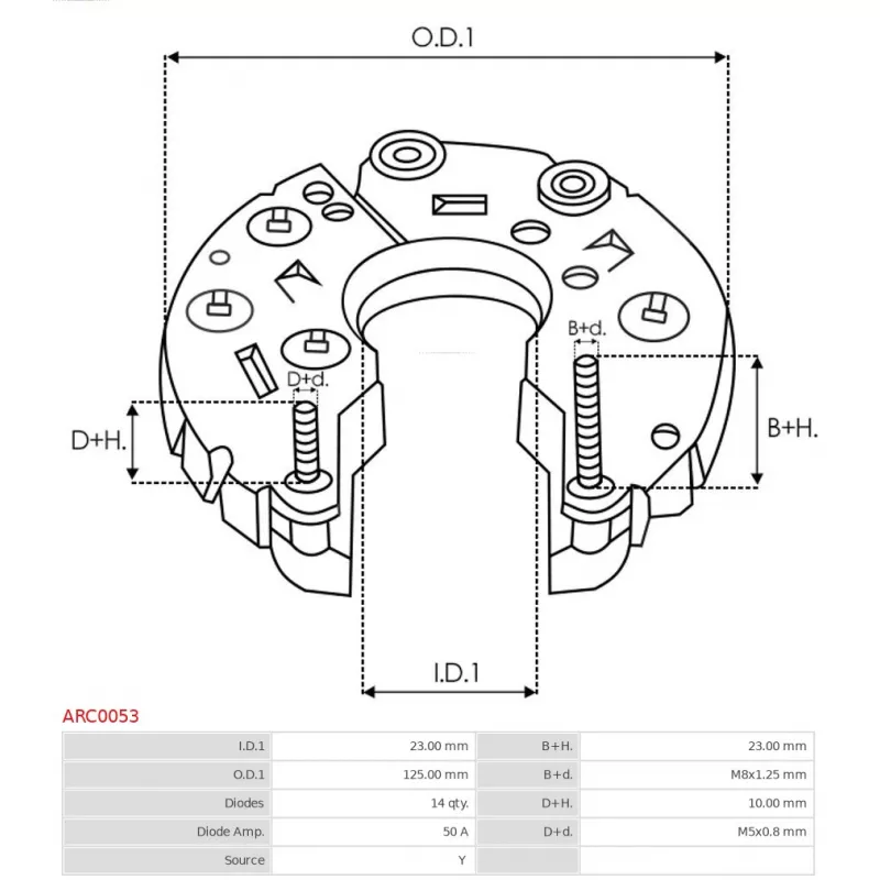Pont de diodes, alternateur AS-PL ARC0053 - Visuel 1
