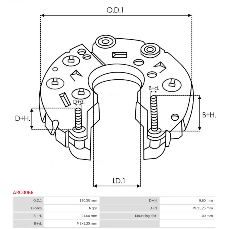 Pont de diodes, alternateur AS-PL ARC0066 - Visuel 2