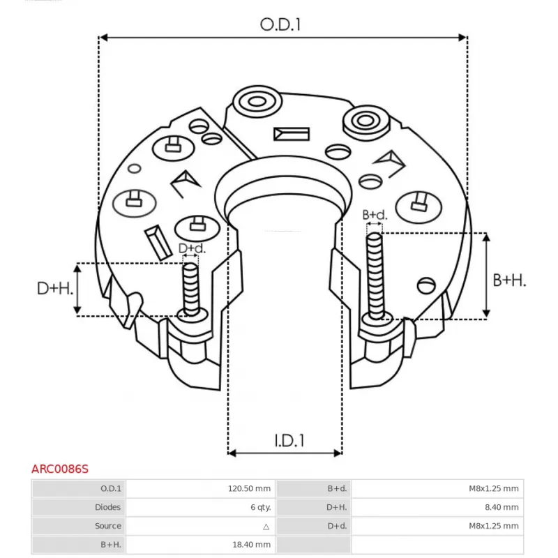 Pont de diodes, alternateur AS-PL ARC0086S - Visuel 2