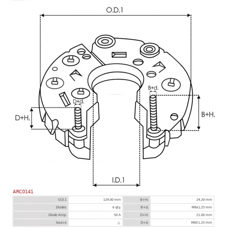 Pont de diodes, alternateur AS-PL ARC0141 - Visuel 2