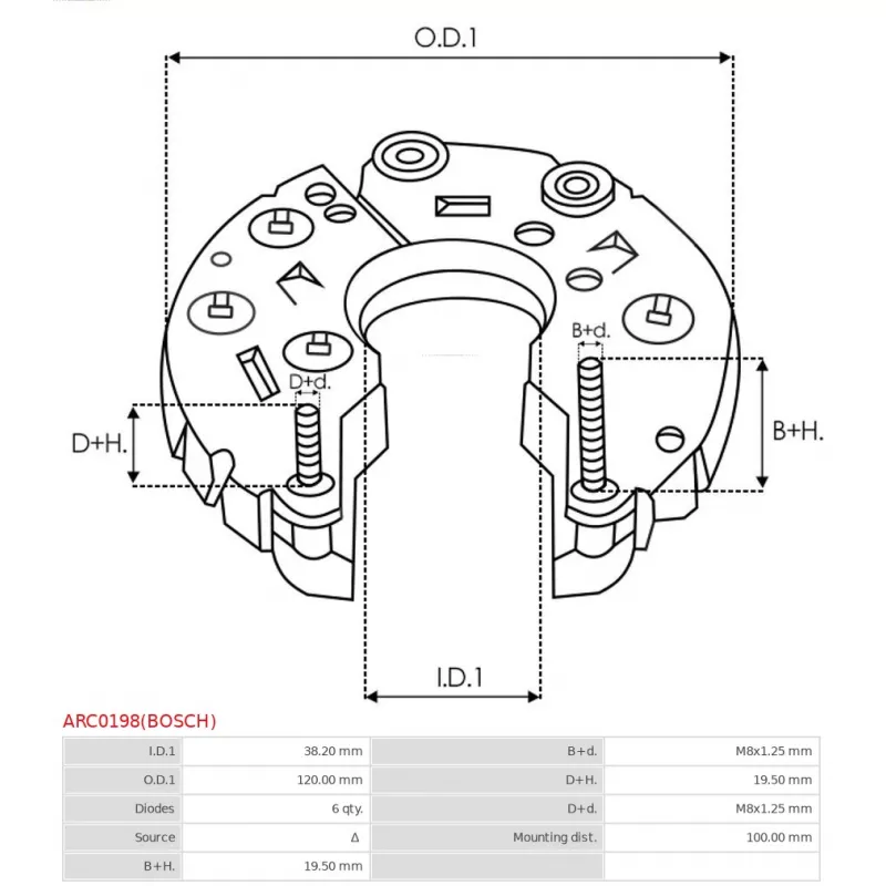 Pont de diodes, alternateur AS-PL ARC0198(BOSCH) - Visuel 2