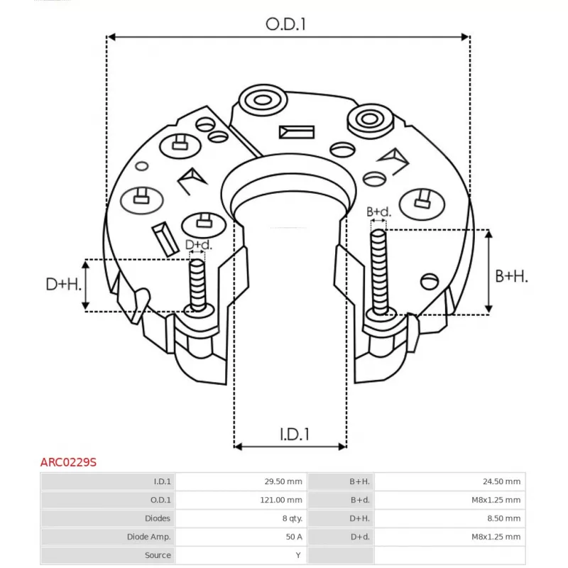Pont de diodes, alternateur AS-PL ARC0229S - Visuel 2