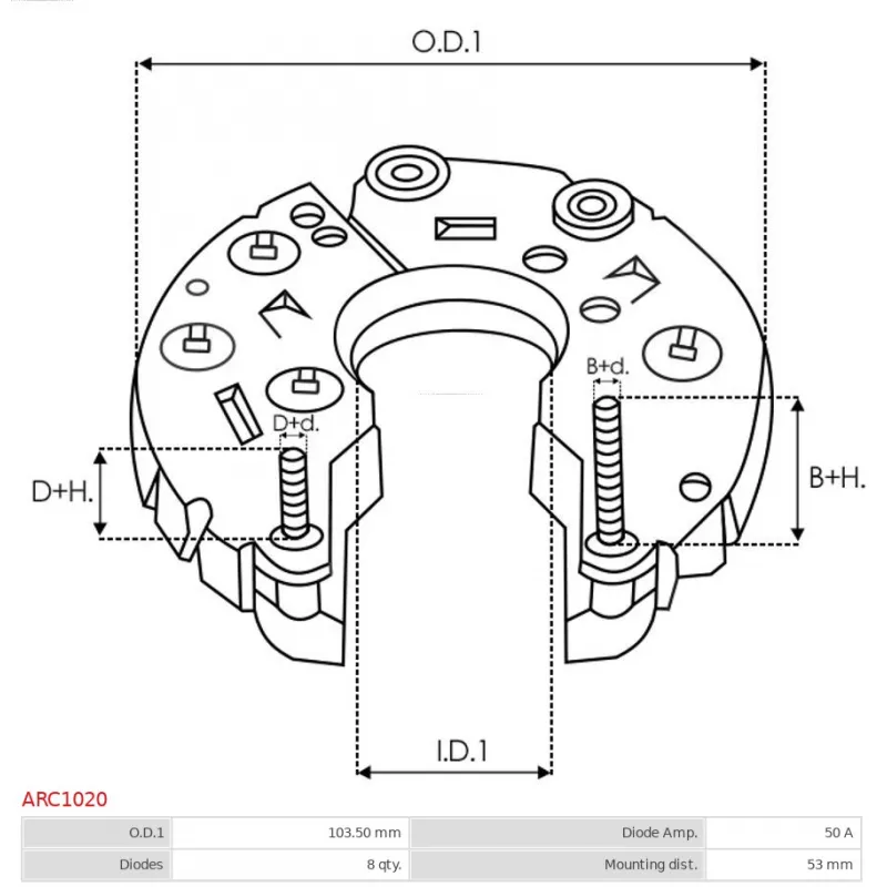 Pont de diodes, alternateur AS-PL ARC1020 - Visuel 2