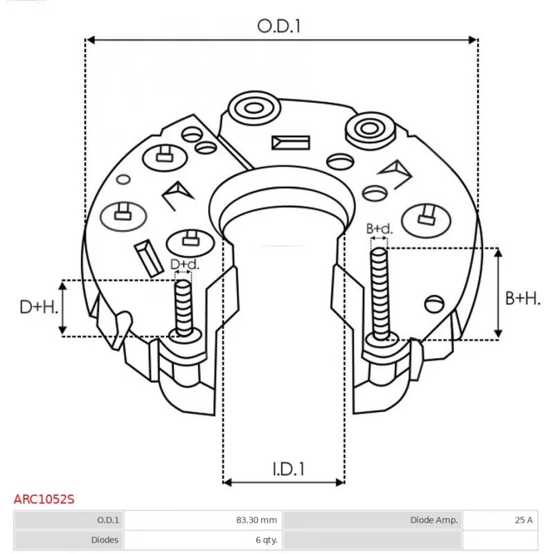 Pont de diodes, alternateur AS-PL ARC1052S - Visuel 2