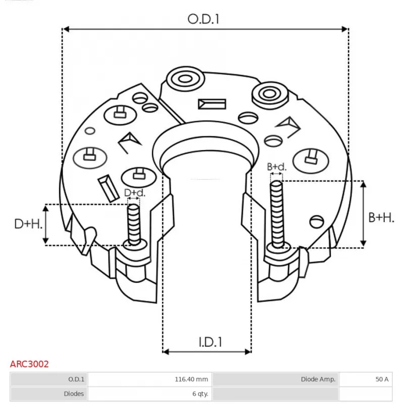 Pont de diodes, alternateur AS-PL ARC3002 - Visuel 2