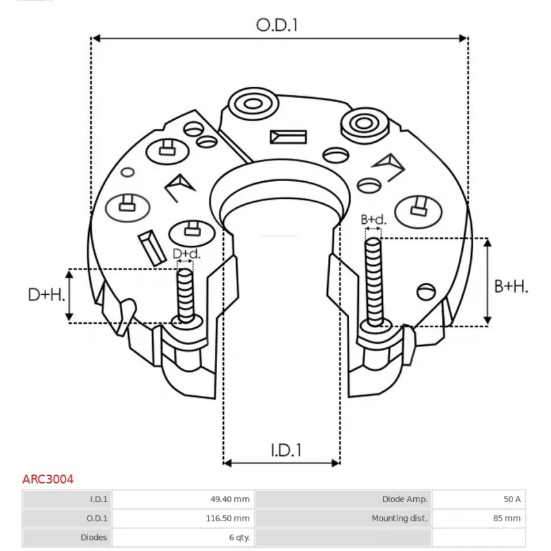 Pont de diodes, alternateur AS-PL ARC3004 - Visuel 2