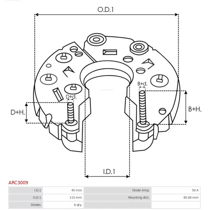 Pont de diodes, alternateur AS-PL ARC3009 - Visuel 1