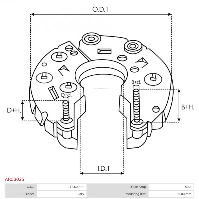 Pont de diodes, alternateur AS-PL ARC3025 - Visuel 2