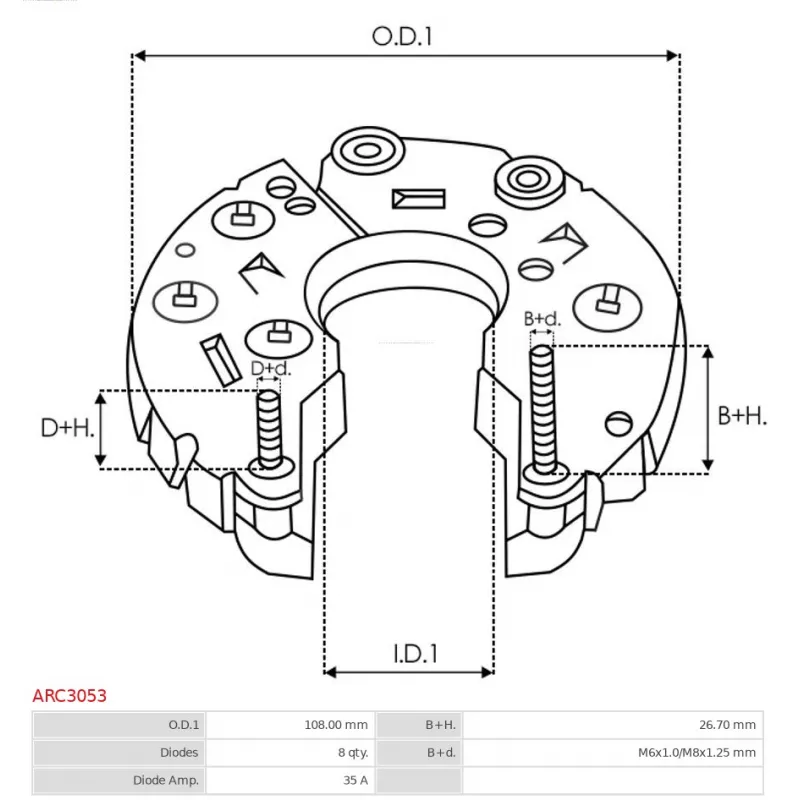 Pont de diodes, alternateur AS-PL ARC3053 - Visuel 2