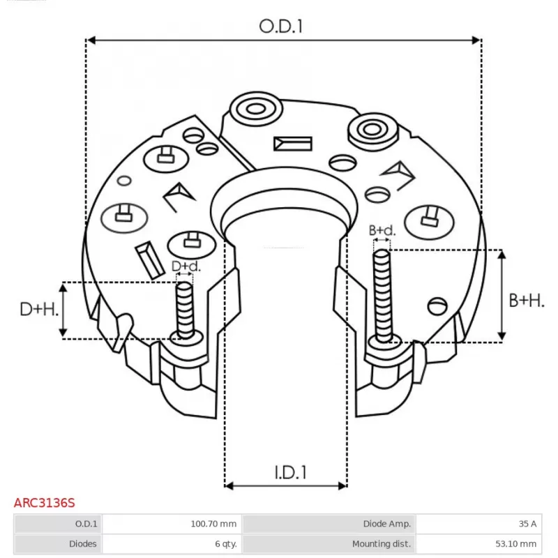 Pont de diodes, alternateur AS-PL ARC3136S - Visuel 2