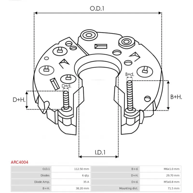Pont de diodes, alternateur AS-PL ARC4004 - Visuel 2