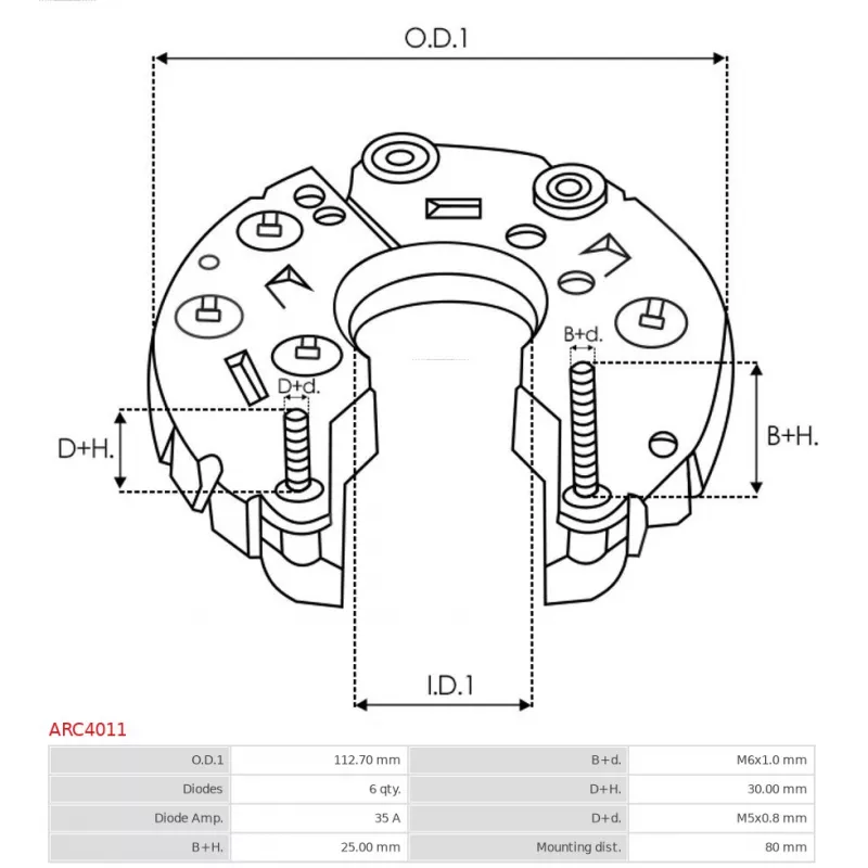 Pont de diodes, alternateur AS-PL ARC4011 - Visuel 2
