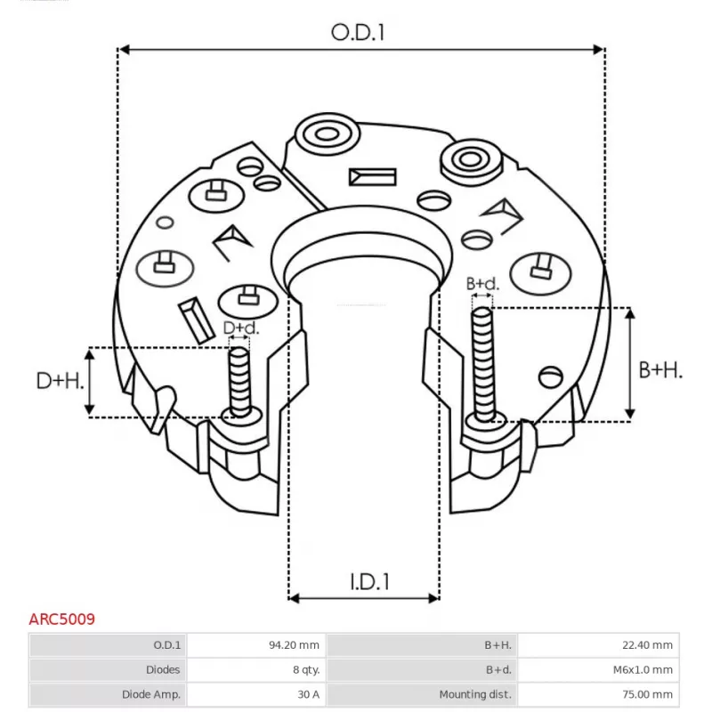 Pont de diodes, alternateur AS-PL ARC5009 - Visuel 2