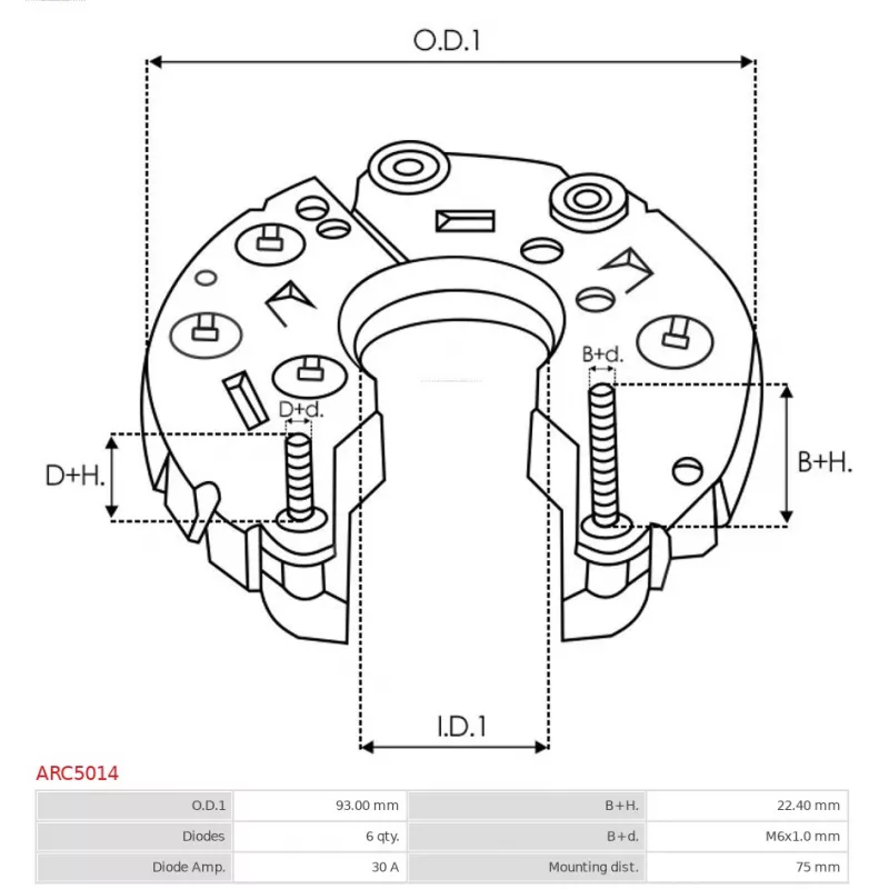 Pont de diodes, alternateur AS-PL ARC5014 - Visuel 2