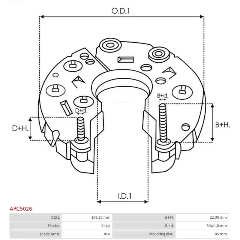 Pont de diodes, alternateur AS-PL ARC5026 - Visuel 2