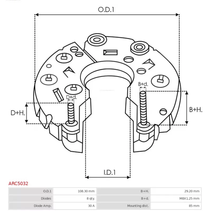 Pont de diodes, alternateur AS-PL ARC5032 - Visuel 2